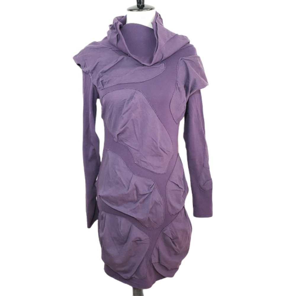 Milida Purple Abstract Turtleneck Dress Small*
